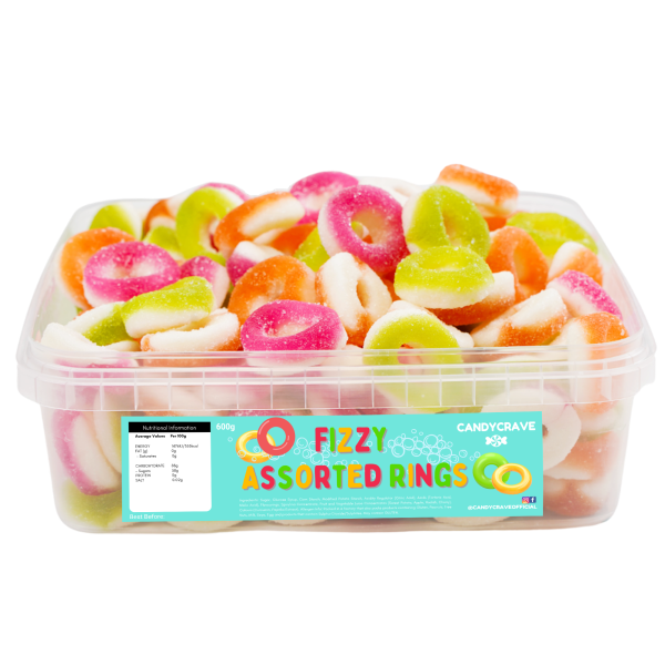 Fizzy Assorted Rings Tub 600g