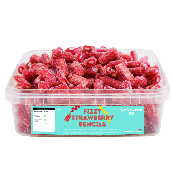 Fizzy Strawberry Pencils Tub 600g