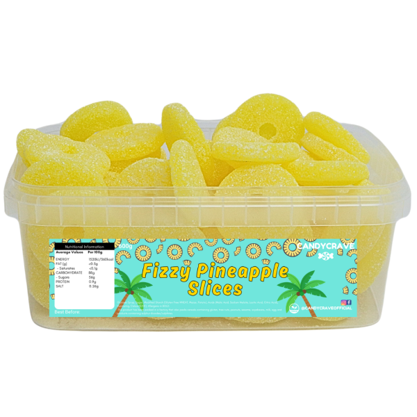 Candycrave Fizzy Pineapple Slices Tub 600g