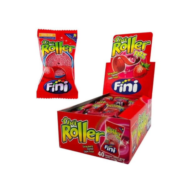 Fini Fizzy Strawberry Rollers 20g x 40 - Full Box