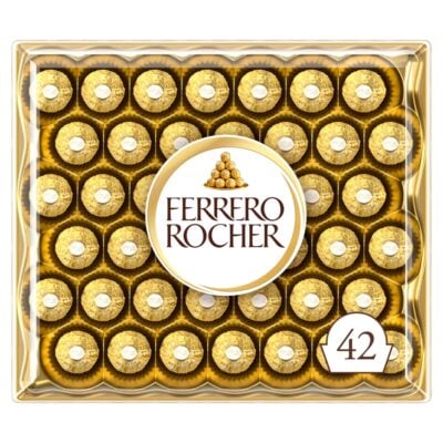 Ferrero Rocher Milk Chocolate Hazelnut Pralines Gift Box of Chocolates 42 Pieces 525g