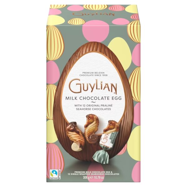 Guylian Milk Chocolate Egg with 12 Original Praliné Seahorses Chocolates 306g