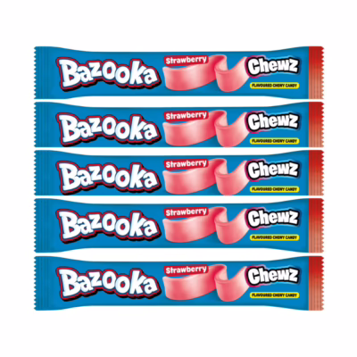 Bazooka Strawberry Chewz Bars 14g x 5 Pack