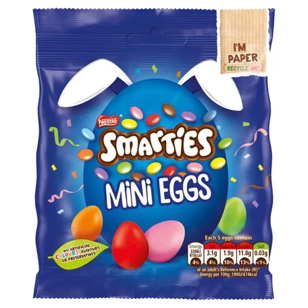 Smarties Milk Chocolate Easter Mini Eggs Sharing Bag 80g