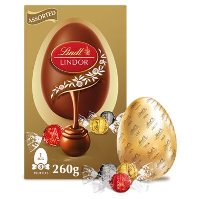 Lindt Lindor Milk Chocolate Egg With Lindor Assorted Truffles 260g